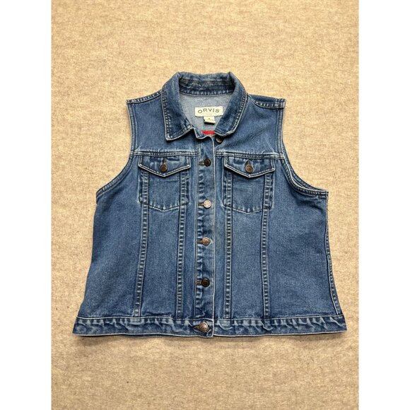 Orvis Jackets & Blazers - Vintage Orvis Medium Wash Button Down Denim Jean Vest Women's Size Medium